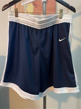 Nike Navy and White Athletic Shorts with Contrast Waistband